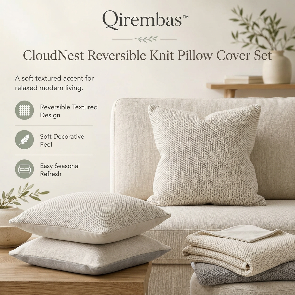 Qirembas™ CloudNest Reversible Knit Pillow Cover Set