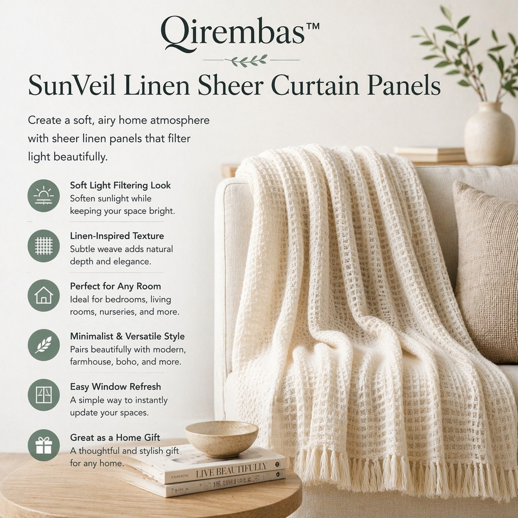 Qirembas™ SunVeil Linen Sheer Curtain Panels